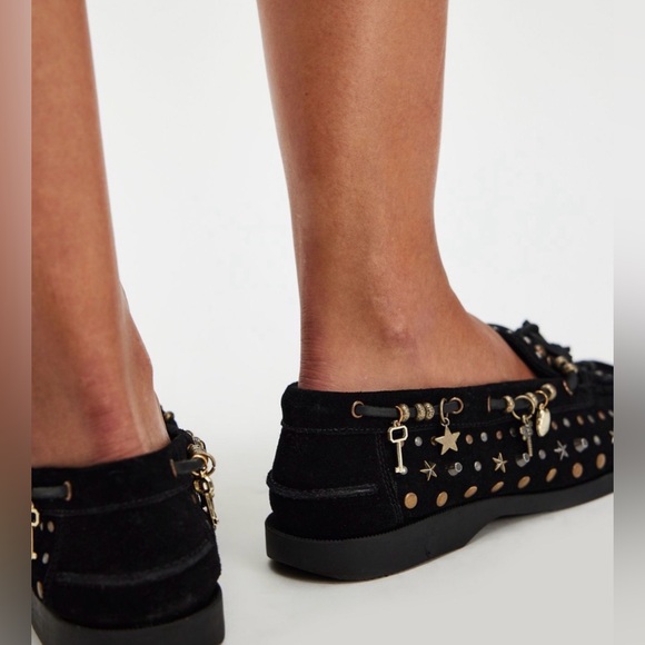 Free People NIB Stargazer Studded Boat Shoe Black 8.5 ☀️🍂🥶🌼 - Picture 2 of 9